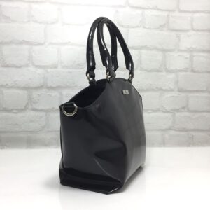 Малка чанта Еврика от лъскава естествена кожа черна - EvrikaShop