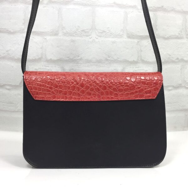 Чанта Costantino черно с червено естествена кожа - ExtraShop