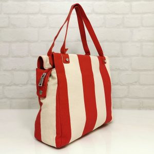 Дамска чанта Мария С червена с екрю - EvrikaShop