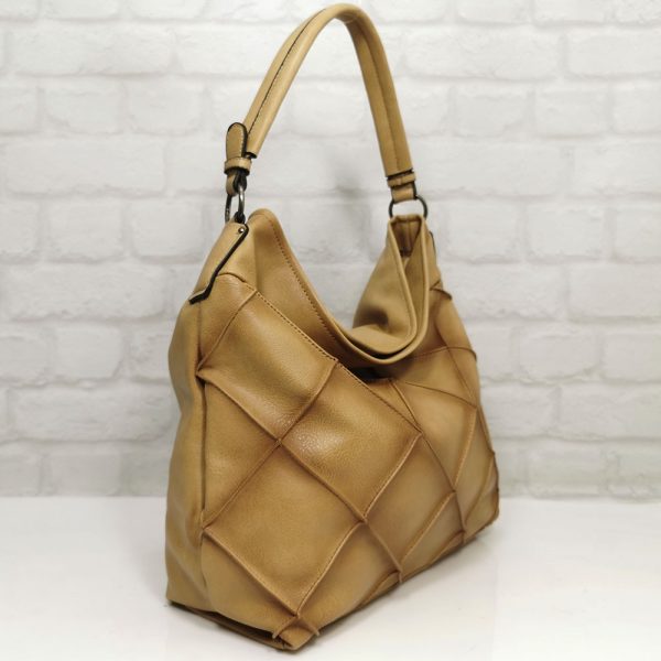 Дамска чанта Мария С бежова от Италия - EvrikaShop