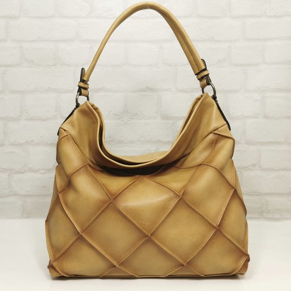 Дамска чанта Мария С бежова от Италия - EvrikaShop