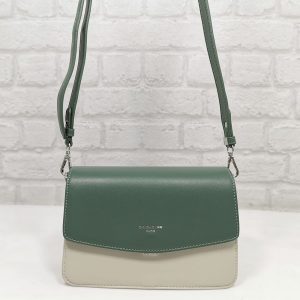Чанта David Jones СМ 6012Z екрю със зелено, малка Дамски чанти