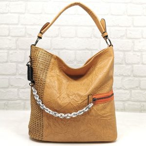Чанта Мария С бежова тип торба от Италия - EvrikaShop