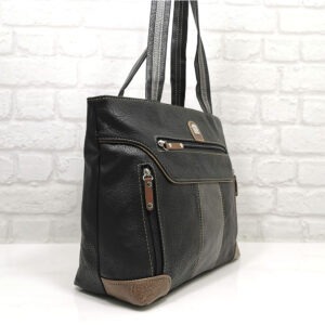 Чанта Еврика черна със сиво от еко кожа - EvrikaShop