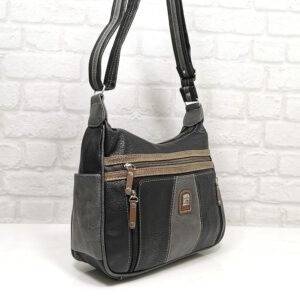 Дамска чанта Еврика черна със сиво - EvrikaShop
