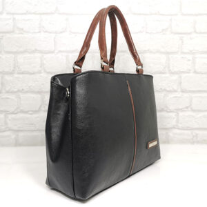 Дамска чантa Еврика черна с кафяво - EvrikaShop