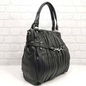 Голяма черна дамска чанта Мария С от Италия - EvrikaShop