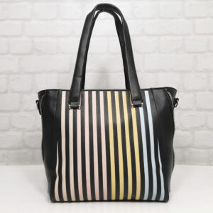 Дамска чанта Мария С черна с цветни акценти - EvrikaShop