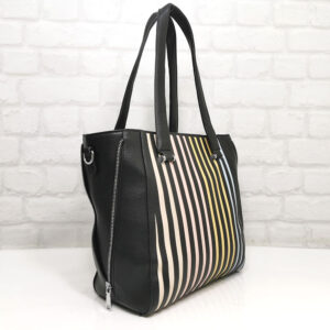 Дамска чанта Мария С черна с цветни акценти - EvrikaShop
