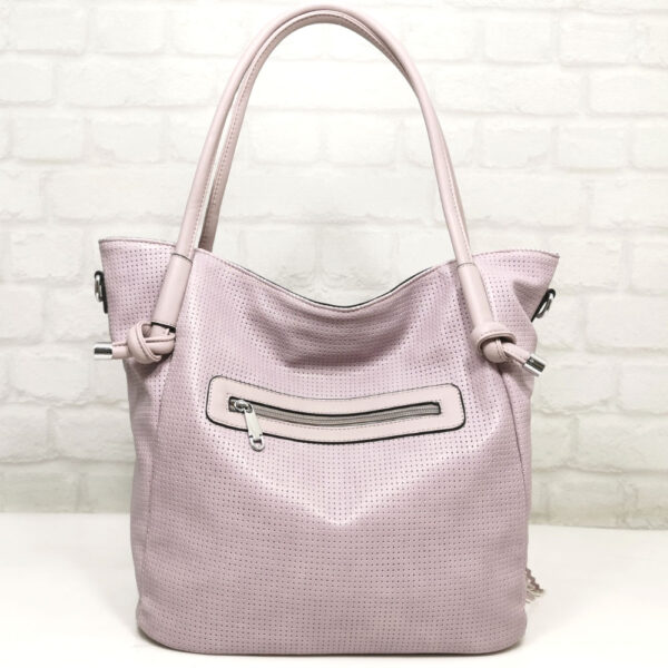 Голяма дамска чанта Мария С бледо лилава - EvrikaShop