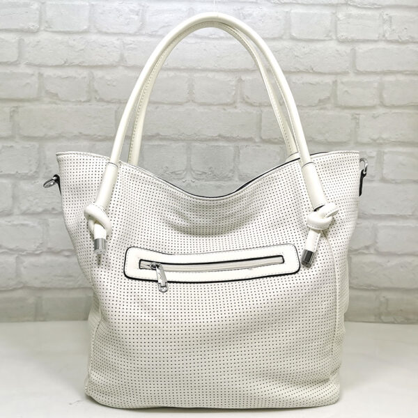Дамска бяла чанта Мария С, голяма, от Италия - EvrikaShop
