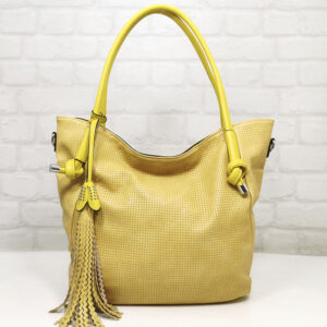Голяма дамска чанта Мария С жълта - EvrikaShop