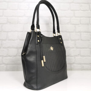 Дамска черна чанта Мария С от Италия - EvrikaShop