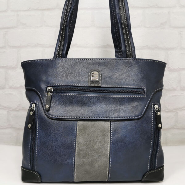 Дамска тъмно синя чанта Еврика с цветове - EvrikaShop