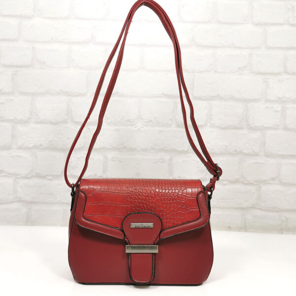Червена дамска чанта, твърда от Италия - EvrikaShop