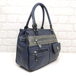 Тъмно синя дамска чанта Еврика с много джобчета - EvrikaShop