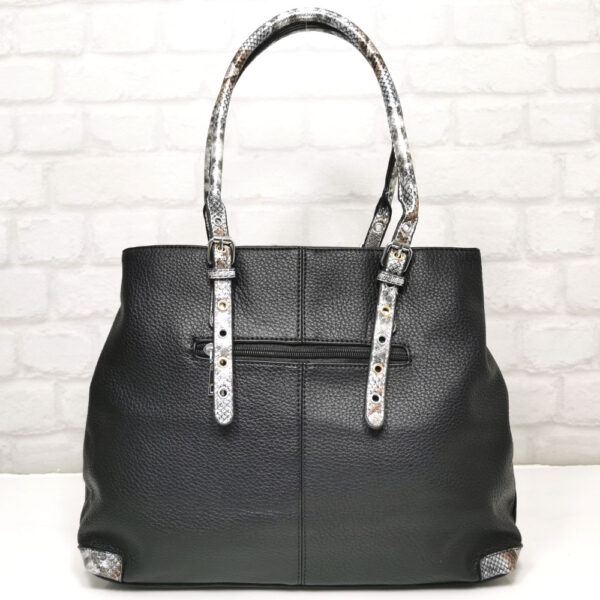 Черна италианска чанта Мария С, практична - EvrikaShop