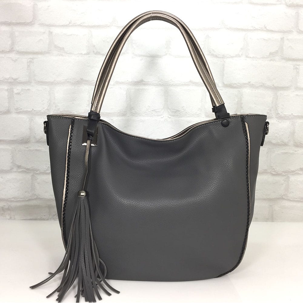 damska-chanta-35559e Дамска чанта Мария в тъмно сиво от Италия - EvrikaShop ®