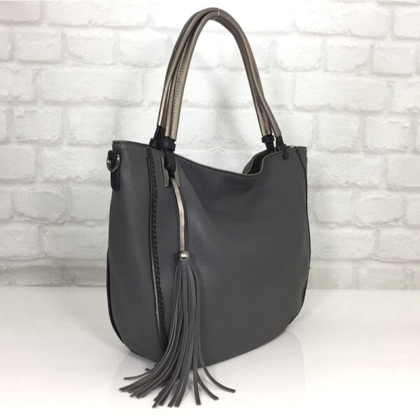 Дамска чанта Мария в тъмно сиво от Италия - EvrikaShop ®