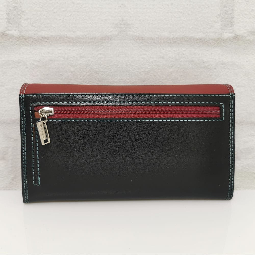 damsko-portmone-406-8 Дамско портмоне естествена кожа черно с червено - EvrikaShop