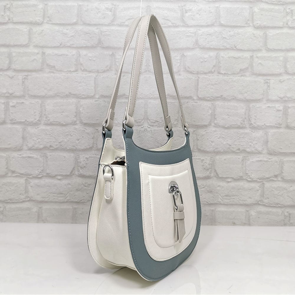 damska-chanta-35792-16 Дамска чанта Мария синя с цветове - EvrikaShop