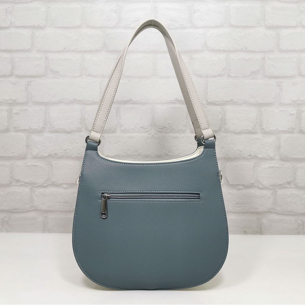 damska-chanta-35792-17 Дамска чанта Мария синя с цветове - EvrikaShop