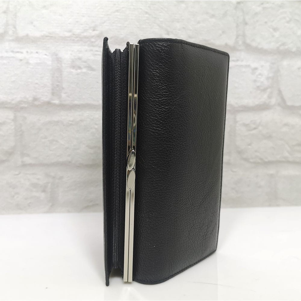 damsko-portmone-1519B-3 Голямо дамско портмоне естествена кожа черно - EvrikaShop