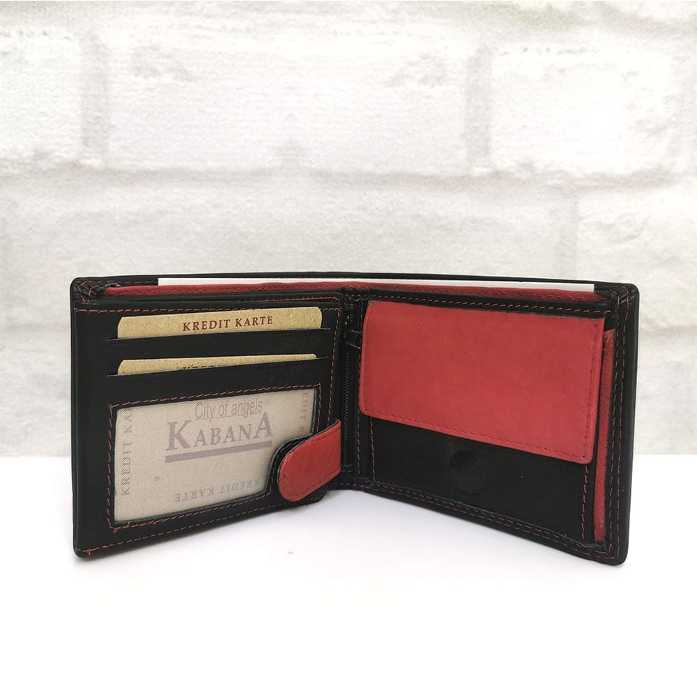 majki-portfejl-GAP-7207WGS-1 Черен мъжки портфейл от естествена кожа с червени акценти