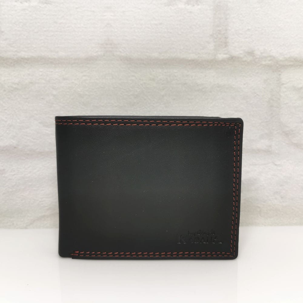 majki-portfejl-GAP-7207WGS Черен мъжки портфейл от естествена кожа с червени акценти