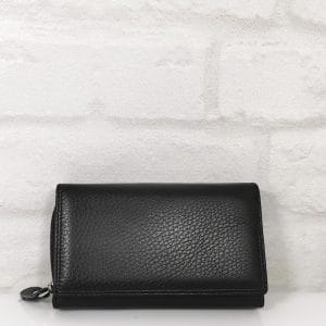 Дамско портмоне от естествена кожа в черно - EvrikaShop
