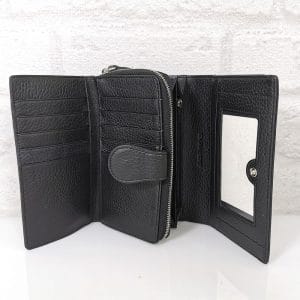 Дамско портмоне от естествена кожа в черно - EvrikaShop