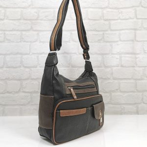 Ежедневна дамска чанта Еврика черно с кафяво - EvrikaShop