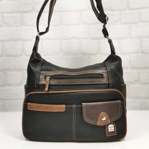 Ежедневна дамска чанта Еврика черно с кафяво - EvrikaShop