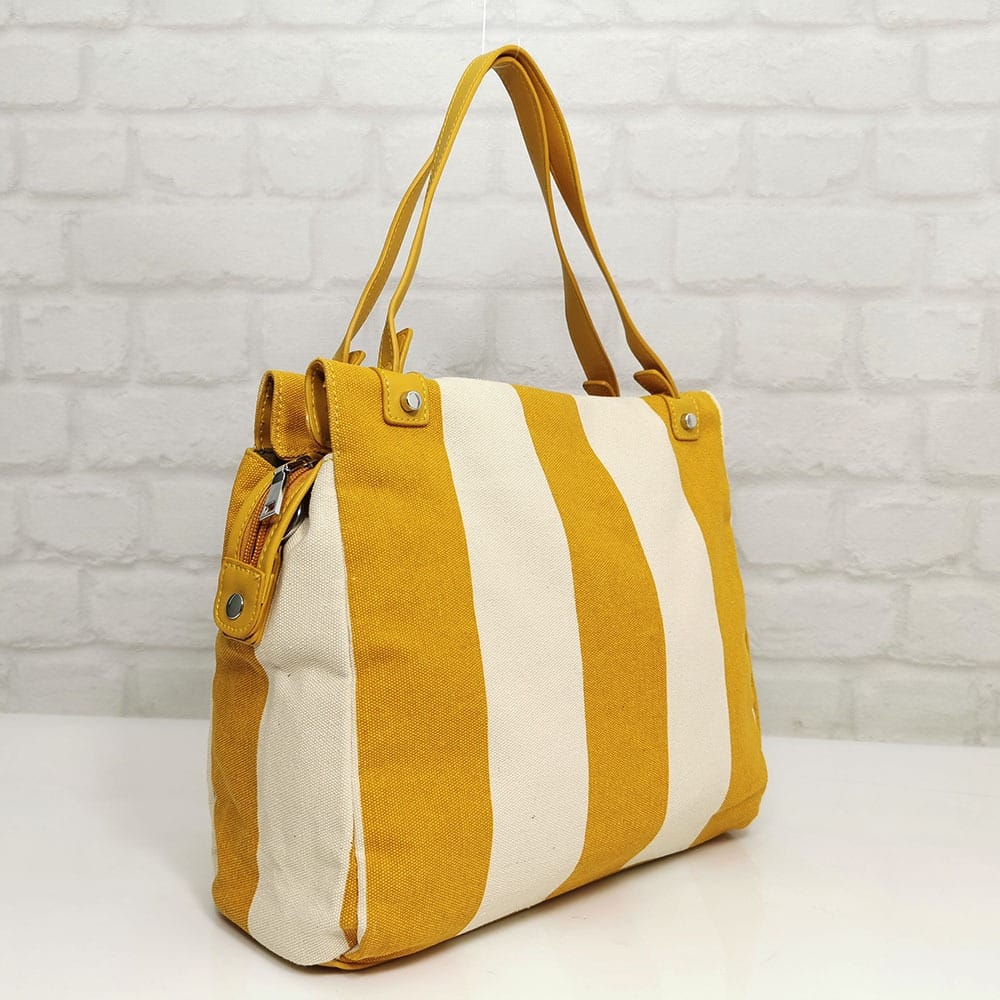 damska-chanta-351132-7 Чанта Мария С жълта с екрю от плат - EvrikaShop