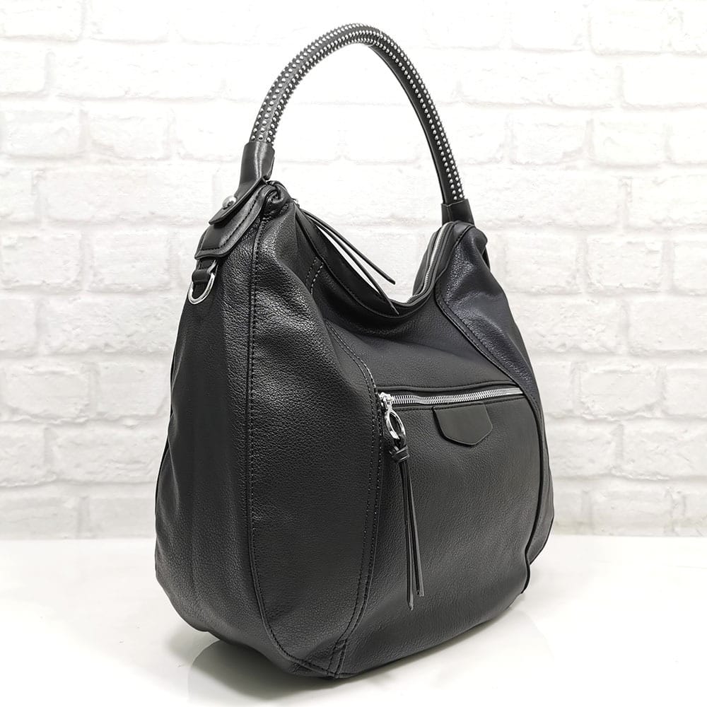 damska-chanta-351124-10 Спортно-елегантна чанта Мария С черна от Италия - EvrikaShop