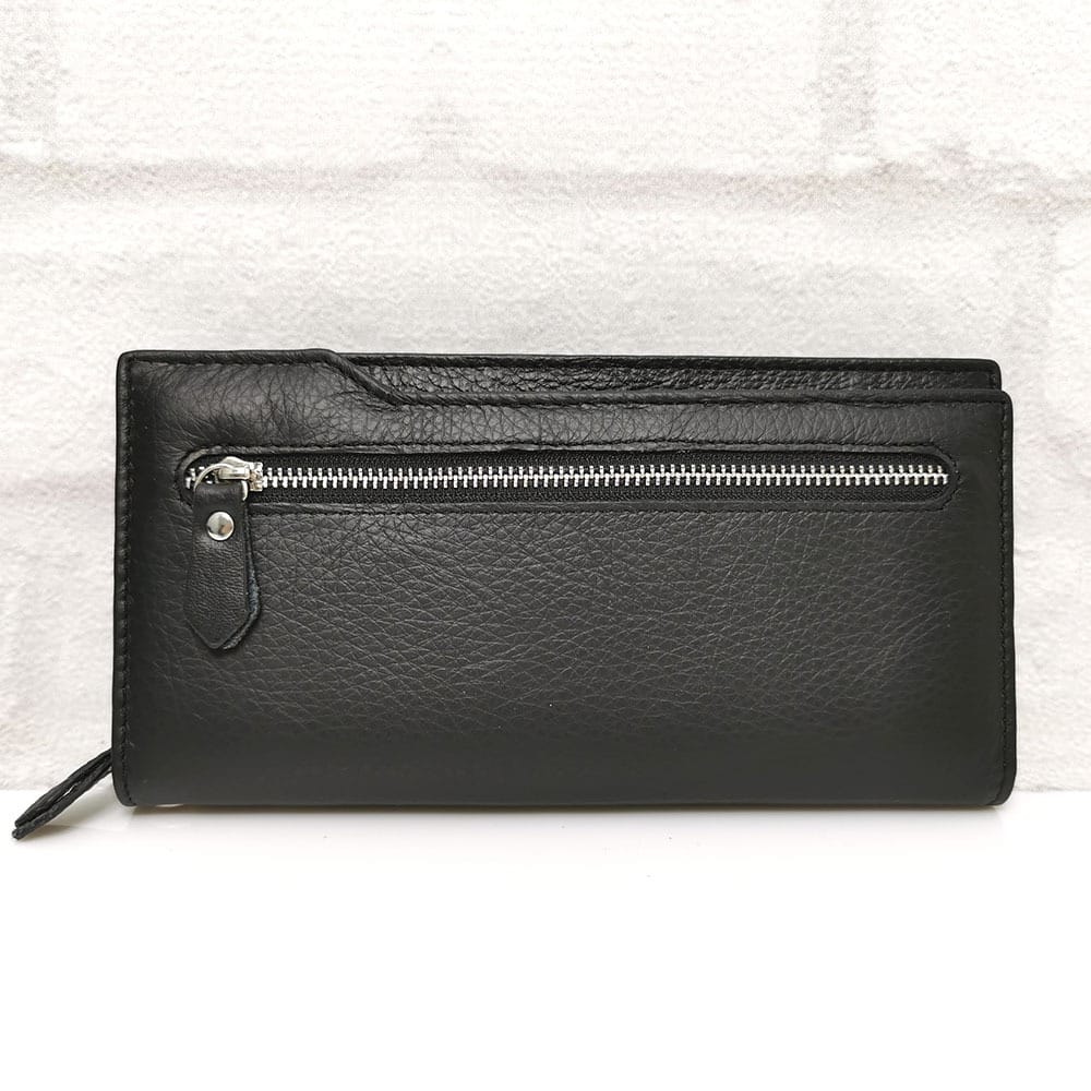 damsko-portmone-191-2N Дамско портмоне естествена кожа 191Н черно, голямо