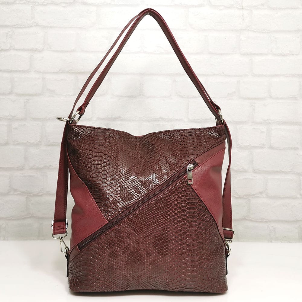 damska-chanta-101005-20 Чанта-раница Еврика тъмно червена с кроко - EvrikaShop