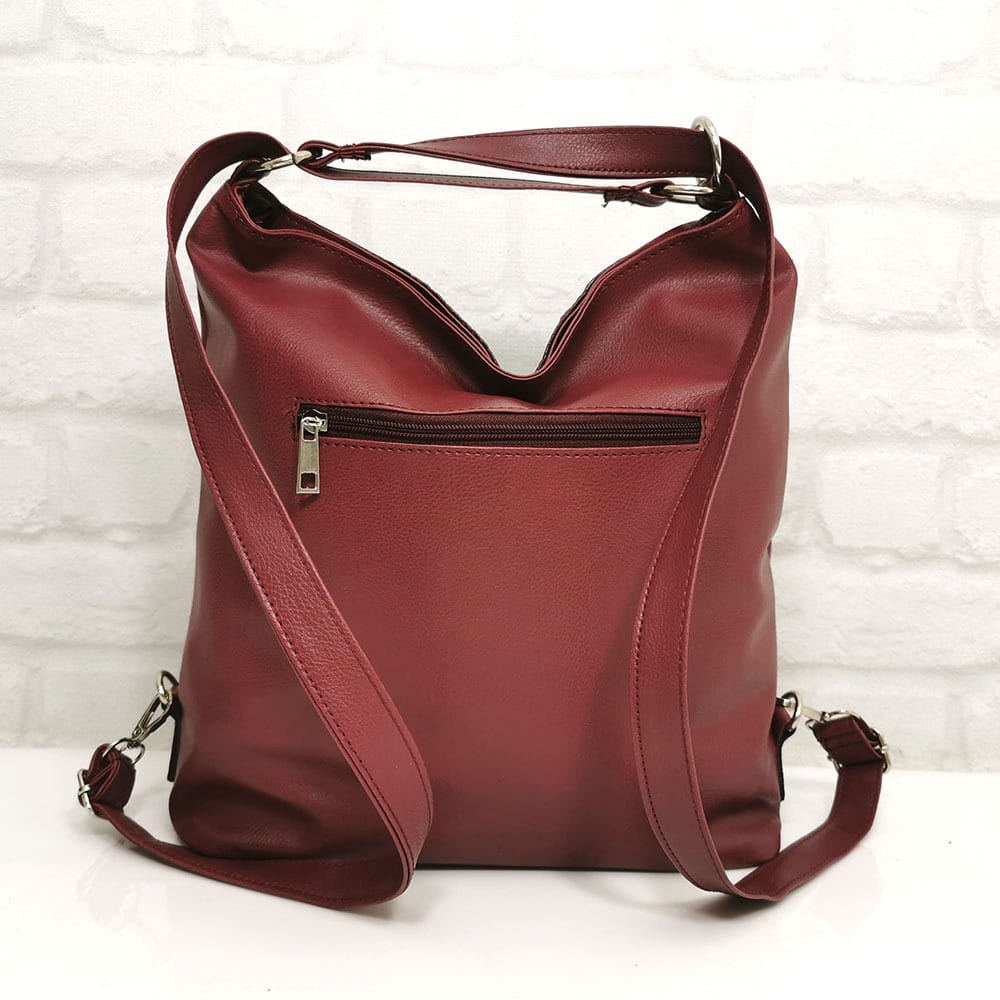 damska-chanta-101005-23 Чанта-раница Еврика тъмно червена с кроко - EvrikaShop