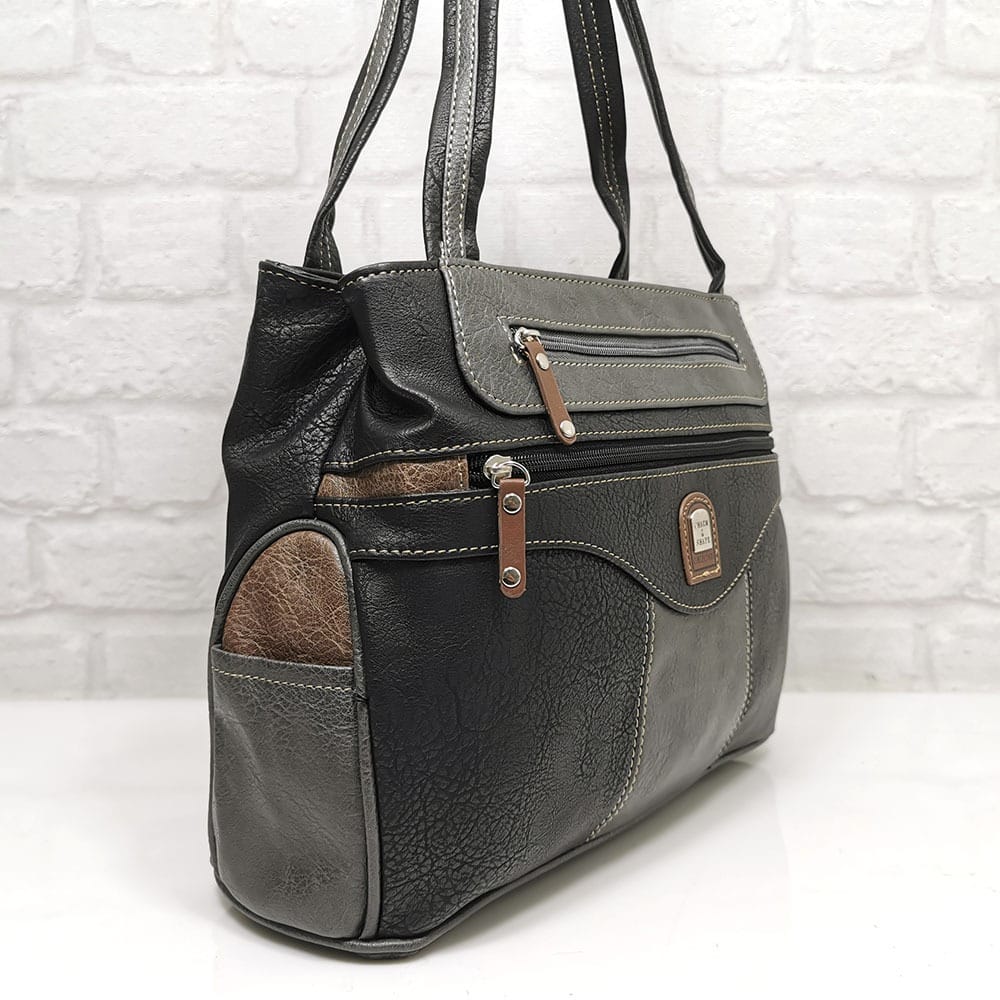 damska-chanta-56270HC-1 Ежедневна чанта Еврика черна със сиво - EvrikaShop