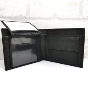 Мъжки портфейл естествена кожа черен хоризонтален