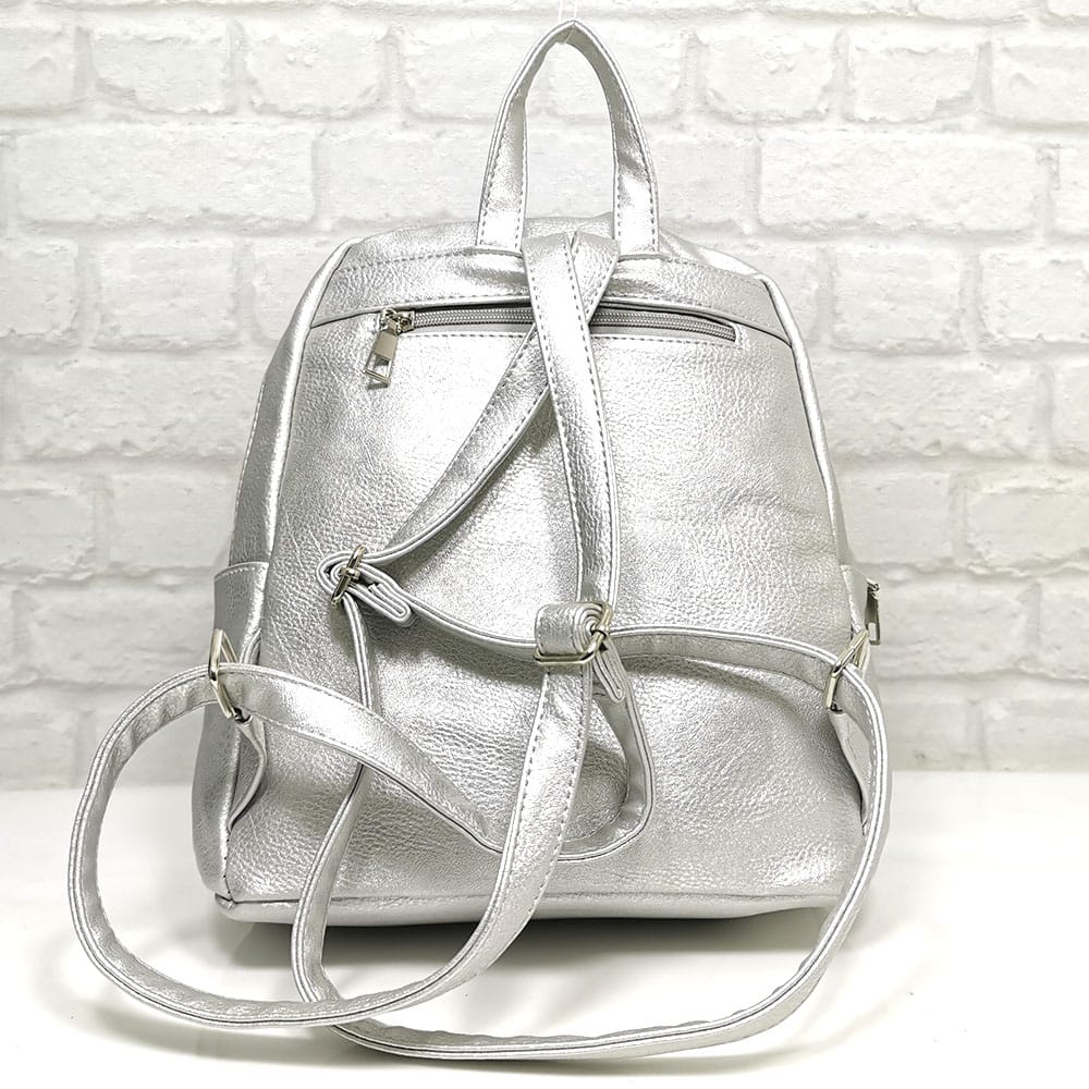 damska-ranica-00225-2 Средно голяма раница Еврика сребриста - EvrikaShop