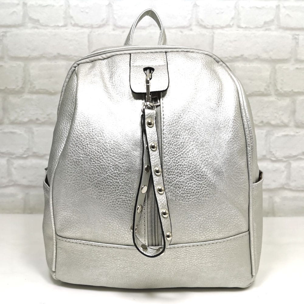 damska-ranica-00225 Средно голяма раница Еврика сребриста - EvrikaShop