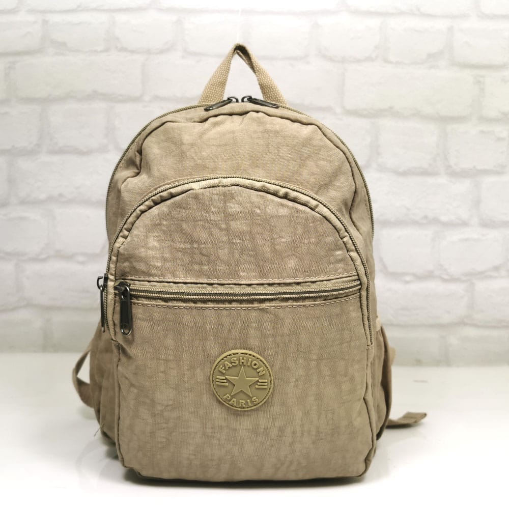 ranica-64-220-15 Дамска раница Еврика светло бежова промазка - EvrikaShop