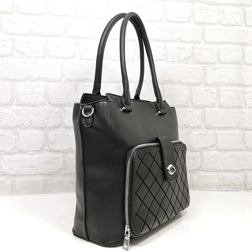 damska-chanta-351496-7 Черна дамска чанта Мария С от Италия - EvrikaShop