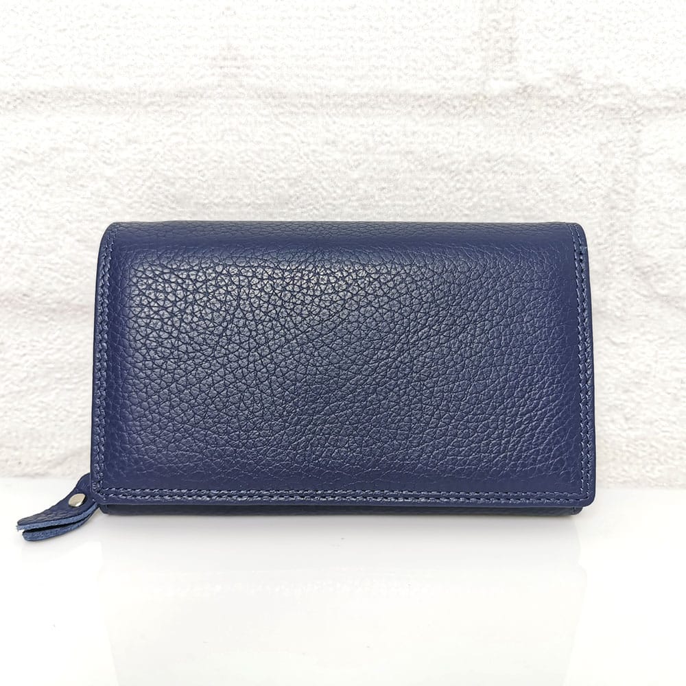 damsko-portmone-1000n-3 Дамско портмоне от естествена кожа 1000ТС тъмно синьо, средно по големина