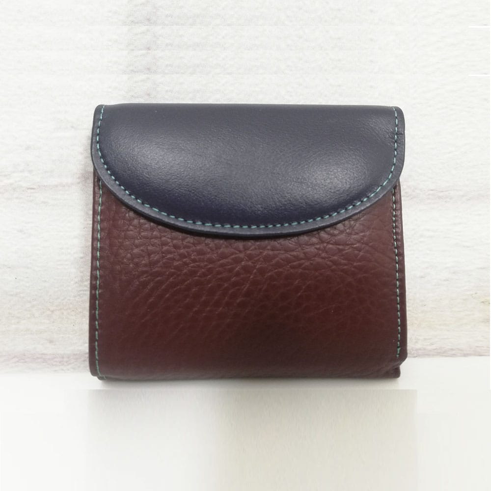 i por 419 Дамско портмоне естествена кожа 419БТС бордо с тъмно синьо, малко