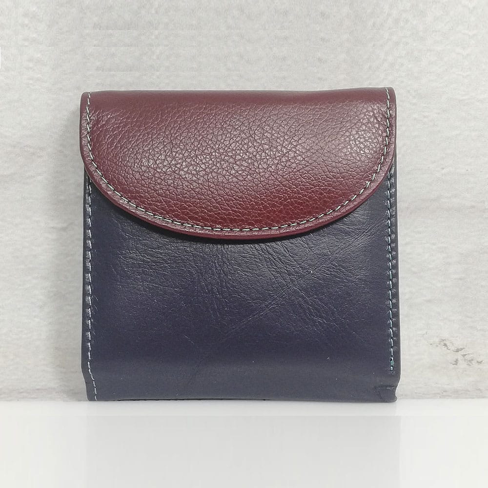 i por 419b Дамско портмоне естествена кожа 419ТСБ тъмно синьо с бордо, малко