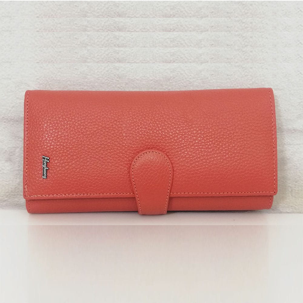 i por B031-1 Дамско портмоне естествена кожа 031КО цвят корал, голямо