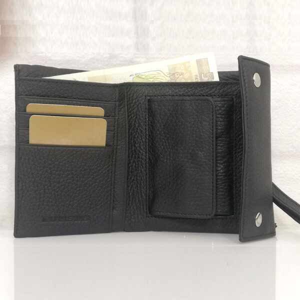 Малко портмоне естествена кожа черно - EvrikaShop
