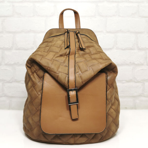 Дамска раница Мария С кафява-брик от Италия - EvrikaShop